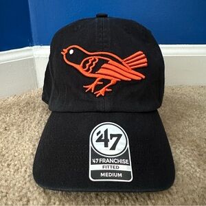 Baltimore Orioles FRANCHISE HAT CAP Fitted '47 Brand Black Logo Size Medium